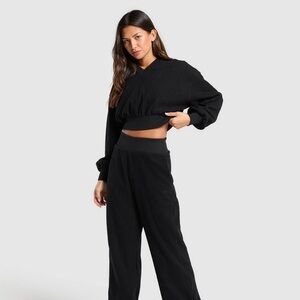 Gymshark Cord Flared Black Cropped Sweater and Trouser Set - SMALL - NWT